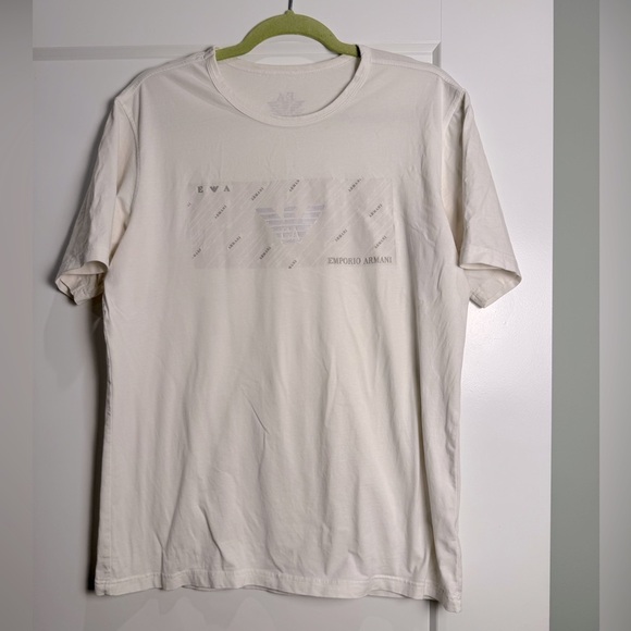 Emporio Armani White Short Sleeve Tee eagle logo 100% cotton Italy - Picture 1 of 10